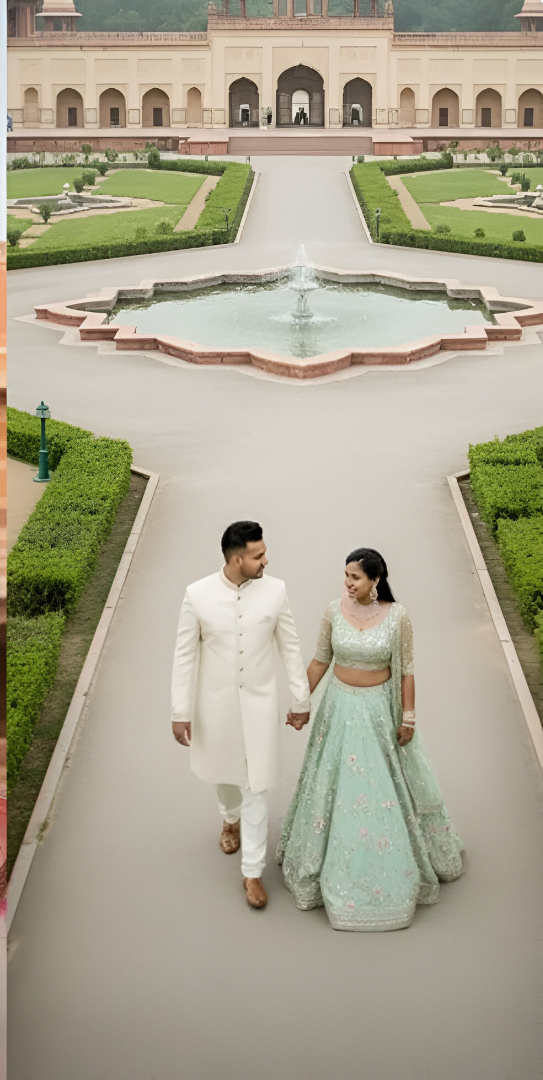 AI generated pre-wedding couple in romantic garden